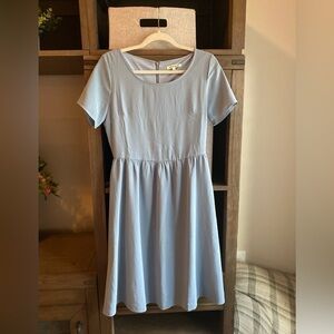 JessaKae Blue Short Sleeve A Frame Mini Dress Medium